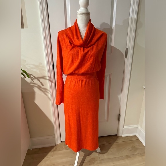 Anthropologie Daily Practice Red-Orange sweater dress petite Large - Picture 3 of 11
